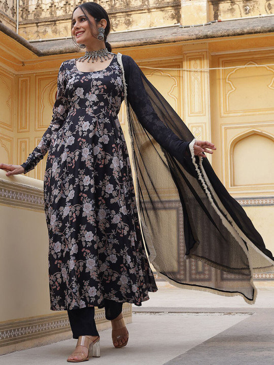 Floral printed straight kurta set