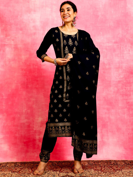 avy Blue Ethnic Motifs Printed Kurta  Set