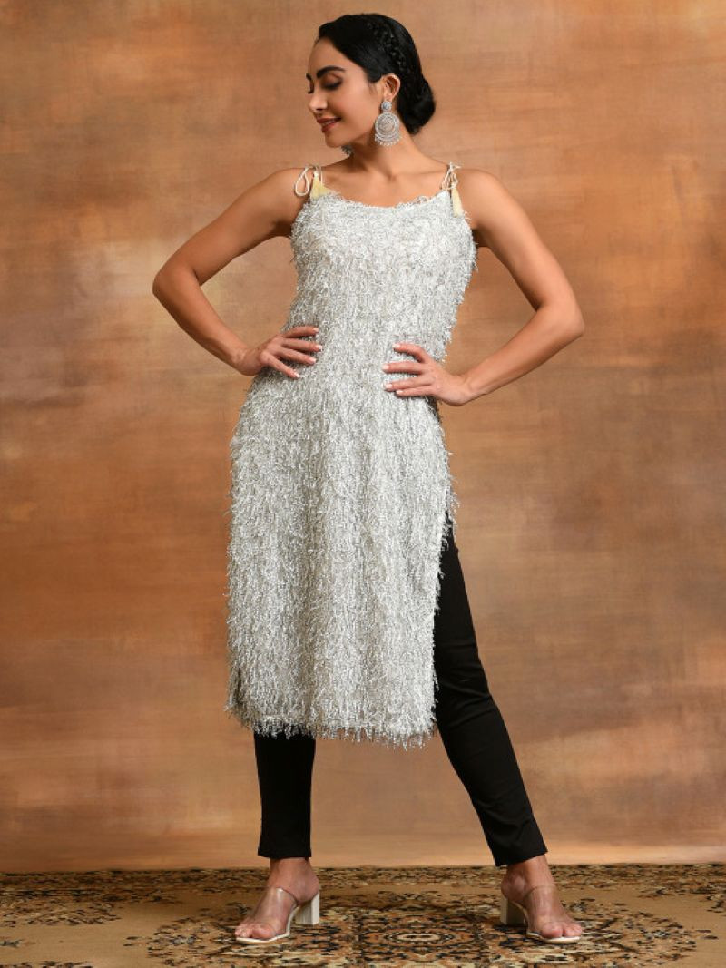 Embellished Shoulder Straps Kurta